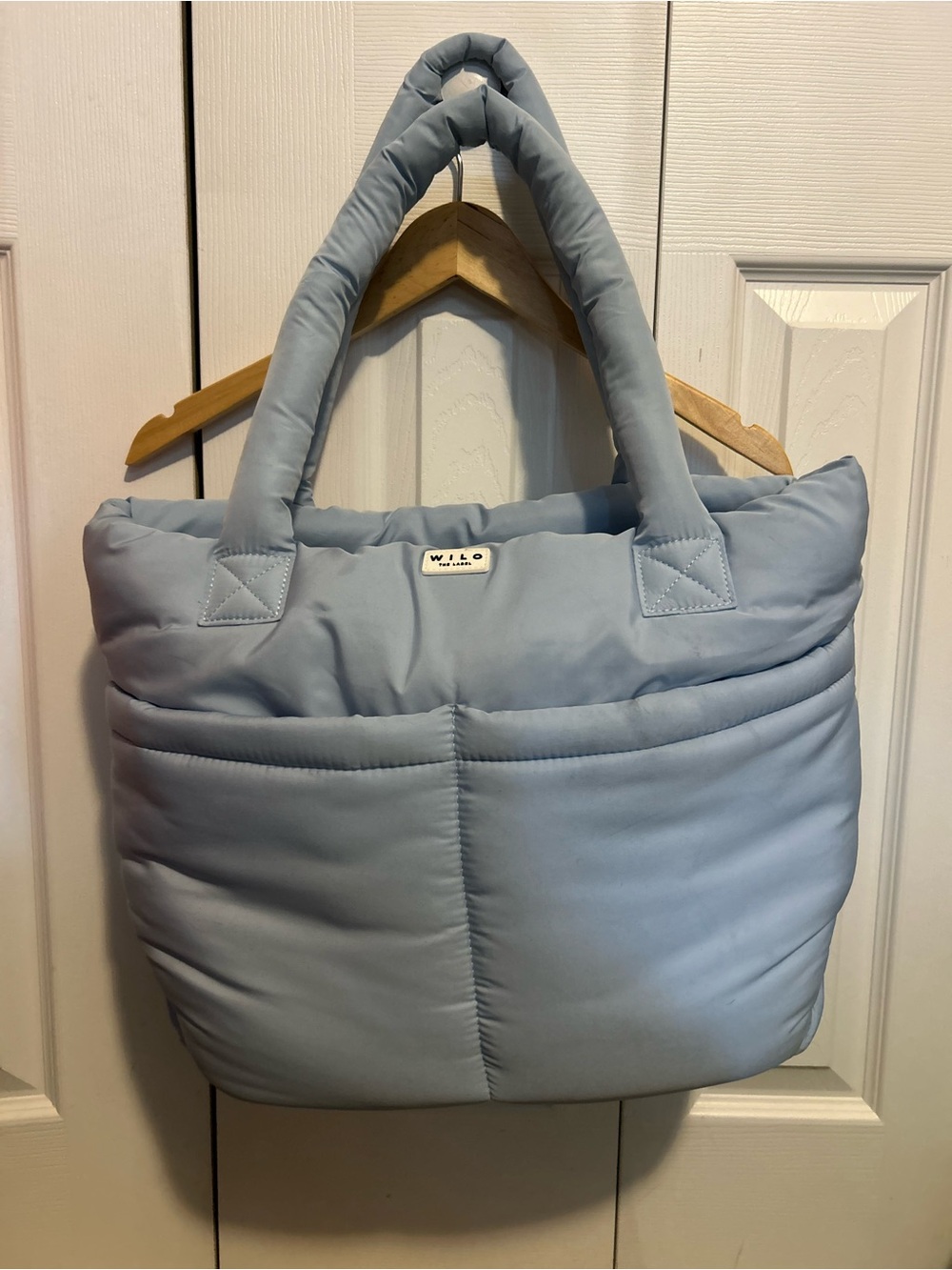 WILB Light Blue Quilted Puffer Tote